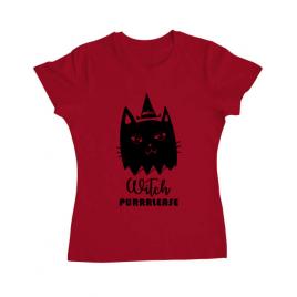 Tricou adler dama witch purrrlease rosu