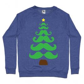 Bluza adler barbat moustache christmas tree albastru melanj