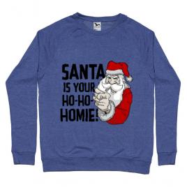 Bluza adler barbat santa is your homie albastru melanj