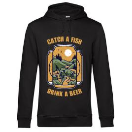 Hoodie barbat cu gluga catch a fish negru