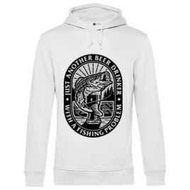 Hoodie barbat cu gluga fishing problem alb