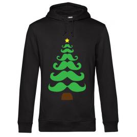 Hoodie barbat cu gluga moustache christmas tree negru