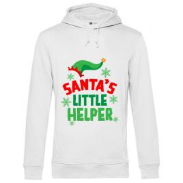 Hoodie barbat cu gluga santas little helper alb