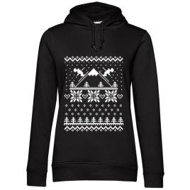 Hoodie dama cu gluga ski time negru