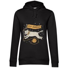 Hoodie dama cu gluga stay furrious negru