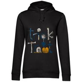 Hoodie dama cu gluga trick or treat negru