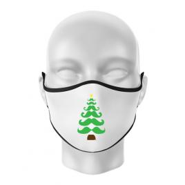 Masca personalizata reutilizabila moustache christmas tree alb