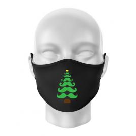 Masca personalizata reutilizabila moustache christmas tree negru