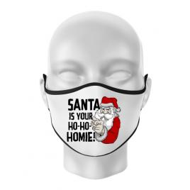 Masca personalizata reutilizabila santa is your homie alb