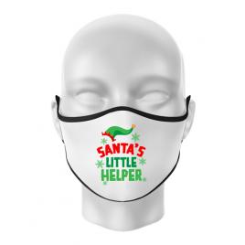 Masca personalizata reutilizabila santas little helper alb