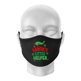 Masca personalizata reutilizabila santas little helper negru