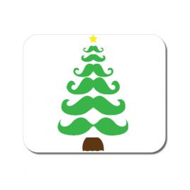 Mousepad personalizat moustache christmas tree alb
