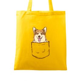 Sacosa din panza corgi in the pocket galben