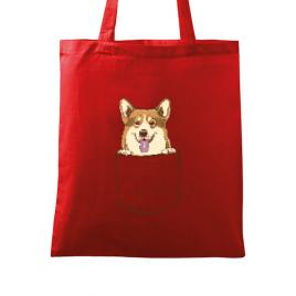Sacosa din panza corgi in the pocket rosu