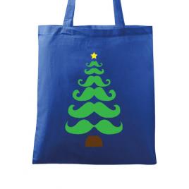 Sacosa din panza moustache christmas tree albastru regal