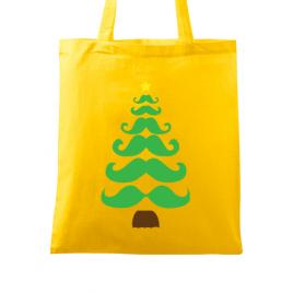 Sacosa din panza moustache christmas tree galben