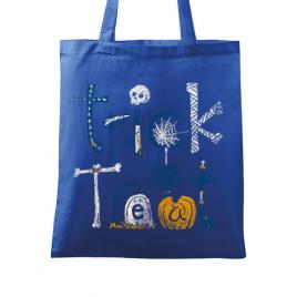 Sacosa din panza trick or treat albastru regal