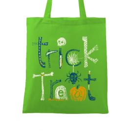 Sacosa din panza trick or treat verde mar