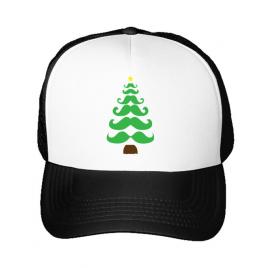 Sapca personalizata moustache christmas tree alb