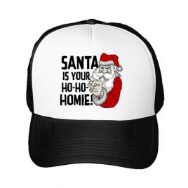 Sapca personalizata santa is your homie alb