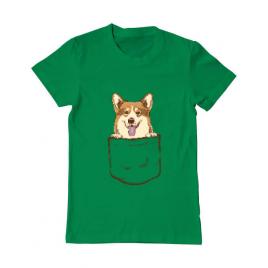 Tricou adler barbat corgi in the pocket verde mediu