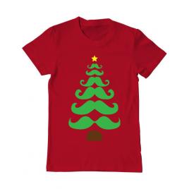 Tricou adler barbat moustache christmas tree rosu