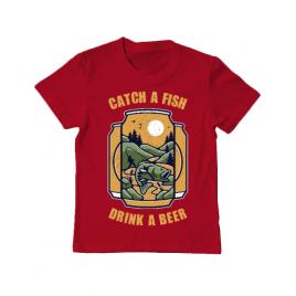 Tricou adler copil catch a fish rosu