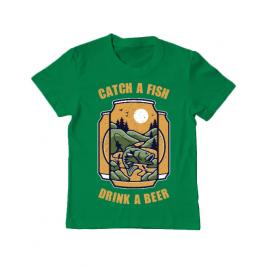 Tricou adler copil catch a fish verde mediu
