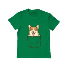 Tricou adler copil corgi in the pocket verde mediu