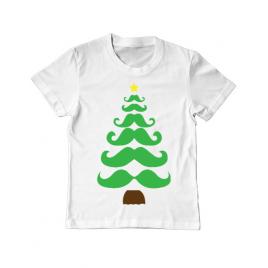 Tricou adler copil moustache christmas tree alb
