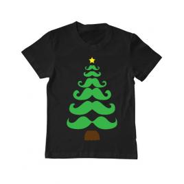 Tricou adler copil moustache christmas tree negru