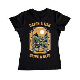 Tricou adler dama catch a fish negru