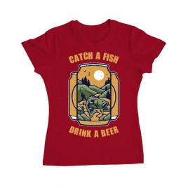Tricou adler dama catch a fish rosu