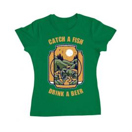 Tricou adler dama catch a fish verde mediu