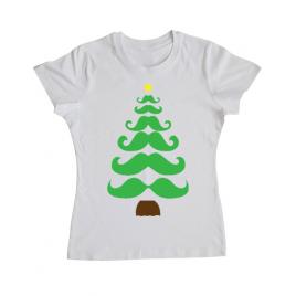 Tricou adler dama moustache christmas tree alb
