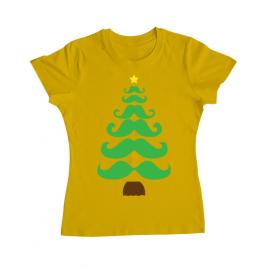 Tricou adler dama moustache christmas tree galben