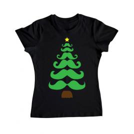 Tricou adler dama moustache christmas tree negru