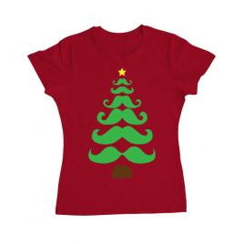 Tricou adler dama moustache christmas tree rosu
