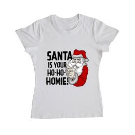 Tricou adler dama santa is your homie alb