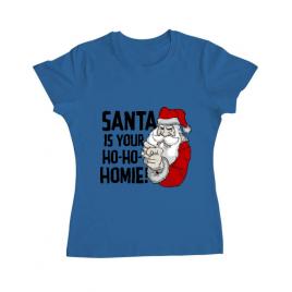 Tricou adler dama santa is your homie albastru azuriu