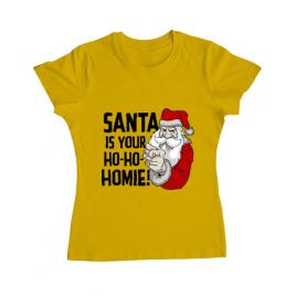 Tricou adler dama santa is your homie galben