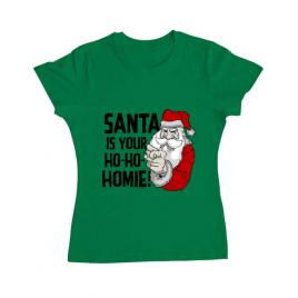 Tricou adler dama santa is your homie verde mediu