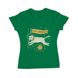 Tricou adler dama stay furrious verde mediu