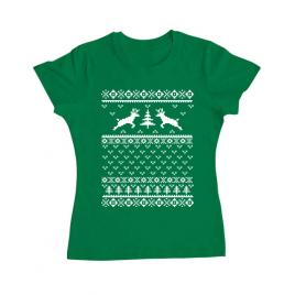 Tricou adler dama ugly sweater verde mediu