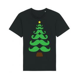 Tricou stanley stella barbat moustache christmas tree negru
