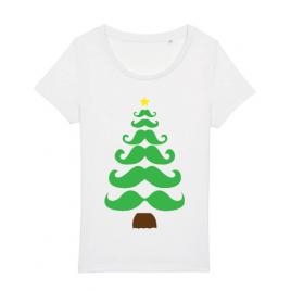 Tricou stanley stella dama moustache christmas tree alb