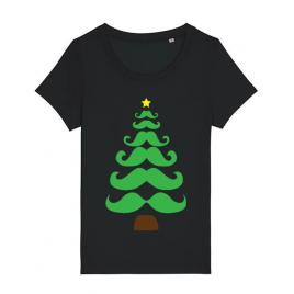 Tricou stanley stella dama moustache christmas tree negru