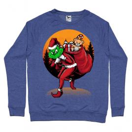Bluza adler barbat grinch stole christmas albastru melanj