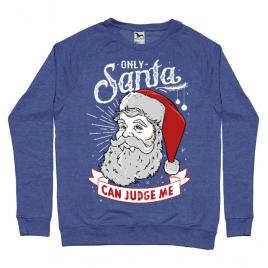 Bluza adler barbat only santa can judge me albastru melanj