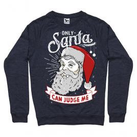 Bluza adler barbat only santa can judge me denim inchis
